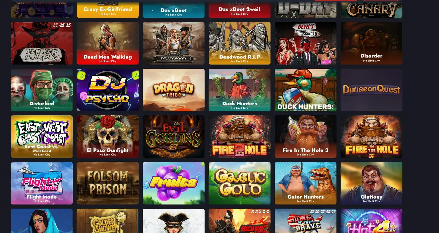 Интерфейс игрового зала Ggbet casino с множеством слотов